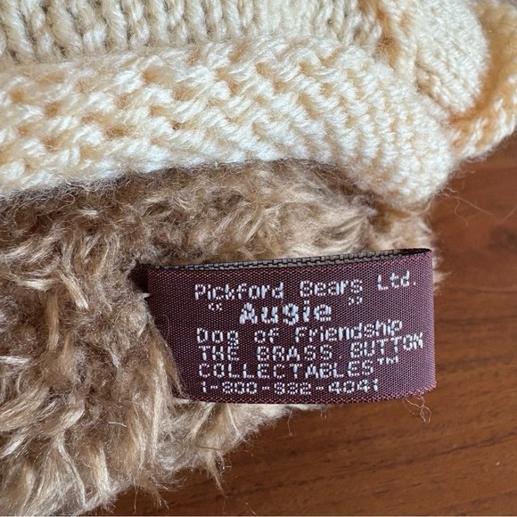 Brass Button Pickford Bears AUGIE Dog Gold Argyle Sweater Bear of Friendship - Picture 6 of 8